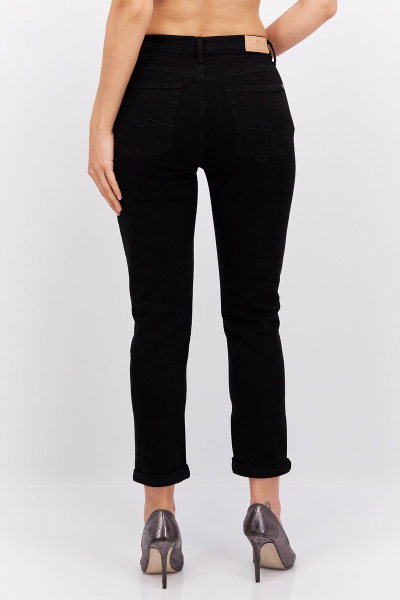 Red Tape سروال ضيق مزين بشعار للنساء، أسود - Image 3